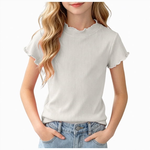 Girls Short Sleeve T Shirts Casual Kids Summer Crewneck Cute Tee Top 6-12 Months 12-24 Months 2t 3t 4t 5t 6t 7t 8t 9t Children