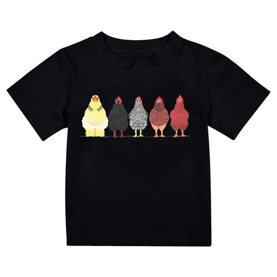 Girls Short Sleeve T Shirts Cute Preschool Chicken Farm Cotton Boys Round Neck Children Funny Children Casual Girls Summer Clothes Graphic Tees Black 9-10 Years