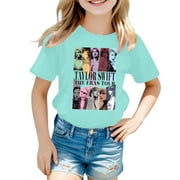 WAJCSHFS Girls Short Sleeve T Shirts Graphic Shirts for Girls Cotton T-Shirts Casual Tops for Girls