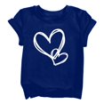 thumbnail image 1 of Girls Short Sleeve T Shirts Kids Boys Crew Neck Casual Loose Tops Rolled Cuff Cute Hearts Print Basic Summer Tees 2‐13 Years, 1 of 5