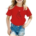 thumbnail image 1 of Girls Short Sleeve T Shirts Kids Cute Graphic Summer Tops Crewneck Basic Graphic Tees,X3-Red,7-8 Years, 1 of 5