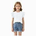 thumbnail image 1 of Girls Short Sleeve T Shirts Kids Cute Pleated Blouse Summer Casual Tops Tees 6-12 Months 12-24 Months 2t 3t 4t 5t 6t 7t 8t 9t Children, 1 of 6