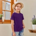 thumbnail image 1 of Girls Short Sleeve T Shirts Kids Solid Color Crewneck Summer Basic Oversized Tops Fashion Tees Outdoor Travel for Boys and Girls 5-14 Years, 1 of 5