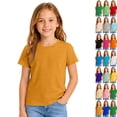 thumbnail image 1 of Girls Short Sleeve T Shirts Kids Summer Basic Tee Crewneck Cute Tops Ginger,2-3 Years, 1 of 6