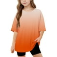thumbnail image 1 of Girls Short Sleeve T Shirts Kids Summer Oversized Tops Gradient Print Casual Crewneck Basic Tees 5-15 Years, 1 of 6