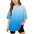 thumbnail image 1 of Girls Short Sleeve T Shirts Kids Summer Oversized Tops Gradient Print Casual Crewneck Basic Tees 5-15 Years, 1 of 6