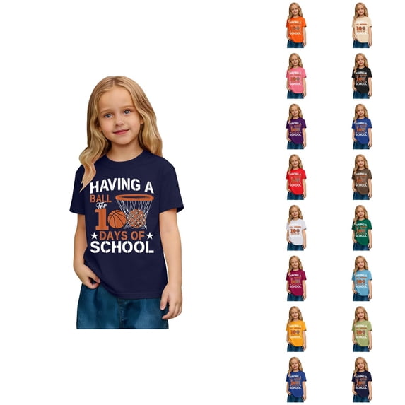 Girls Short Sleeve T-Shirts Kids Summer Tops Crewneck Basic Graphic Tees 5-14 Years, Comfortable Casual Tee Soft Blended Top