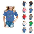 thumbnail image 1 of Girls Short Sleeve T-Shirts Kids Summer Tops Crewneck Tees 5-14 Years, Casual Soft Basic Tee Top Blouse Playwear Apparel, 1 of 4