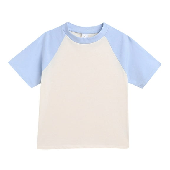 Girls Short Sleeve T Shirts Kids Summer Tops Crewneck Tees Color Block Casual Cute Tops for Kids
