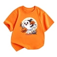 thumbnail image 1 of Girls Short Sleeve T Shirts Kids Summer Tops Crewneck Tees Halloween Shirt(A_Orange,9-10 Years), 1 of 4