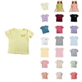 thumbnail image 1 of Girls Short Sleeve T Shirts Kids Yellow Summer Crewneck Basic Tops Toddler Cute Slim Fitted Tees 18-24 Months, 1 of 4