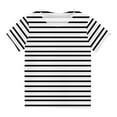 thumbnail image 1 of Girls Short Sleeve T-Shirts, Striped Print Tee Shirts, Toddler Kids Cotton Lightweight Casual Loose Blouse Tunic Tops Black 13-14T, 1 of 5