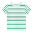 thumbnail image 1 of Girls Short Sleeve T-Shirts, Striped Print Tee Shirts, Toddler Kids Cotton Lightweight Casual Loose Blouse Tunic Tops Green 3-4T, 1 of 5