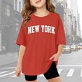thumbnail image 1 of Girls Short Sleeve T-Shirts Summer Oversized Casual Crewneck Basic Tees for Kids Outdoor Travel DailyRed13-14 Years, 1 of 5