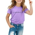 thumbnail image 1 of Girls Short Sleeve Tops Letter Flower Crewneck Girls Summer Outfits Children'S Casual Loose Top Kids Clothes Girls 3-4 Years, 1 of 4