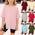 thumbnail image 1 of Girls Short Sleeve White Shirt Floral Print Loose Soft Blouse T-Shirt Classic Fit Back To School Clothes for Kids Hanukkah Girl Clothes Outifit, 1 of 5