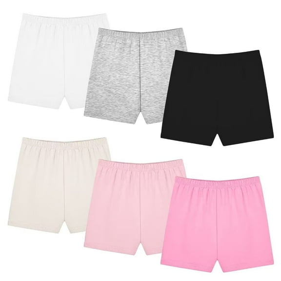 Girls Short Under Dress Dance Tight Safety Short Soft Bike Leggings Pack of 6, Sports Play Underdress 5-6 Years