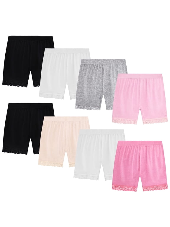 Girls Shorts,8 Pack Lace Shorts Breathable Safety Dance Underwear for Toddler Girls(1-10 Years) Undershorts