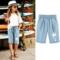 thumbnail image 1 of Girls Shorts Cotton Children Kids Casual Floral Printed Elastic Waist Casual Pants Breeches With Pocket 3-13 Years, 1 of 4