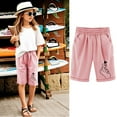 thumbnail image 1 of Girls Shorts Elastic Drawstring Kids Shorts Elastic Waist Shorts Casual Floral Shorts Comfy Lightweight Shorts With Pockets 3-13 Years, 1 of 4