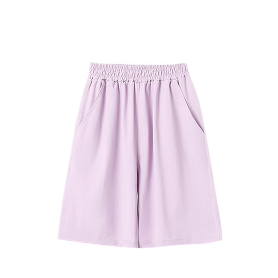 Girls Shorts Elastic Waist Wide Leg Knee Length Shorts for Kids