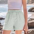 thumbnail image 1 of Girls Shorts For Everyday Casual Wear Running Ages 3 To 14 Comfortable Elastic Fit Spring Summer Activities, 120, Green, 1 of 5
