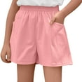 thumbnail image 1 of Girls Shorts Girls High Waisted Shorts Girls' Spring/Summer Lightweight Loose Fit Linen Shorts, 1 of 4