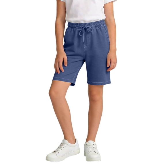 Girls' Shorts Jeans Bermuda Shorts Kids Wide Leg Summer Athletic SweatShorts Elastic Waist Loose Casual Clothes with Pockets Dark Blue 7-8 Years