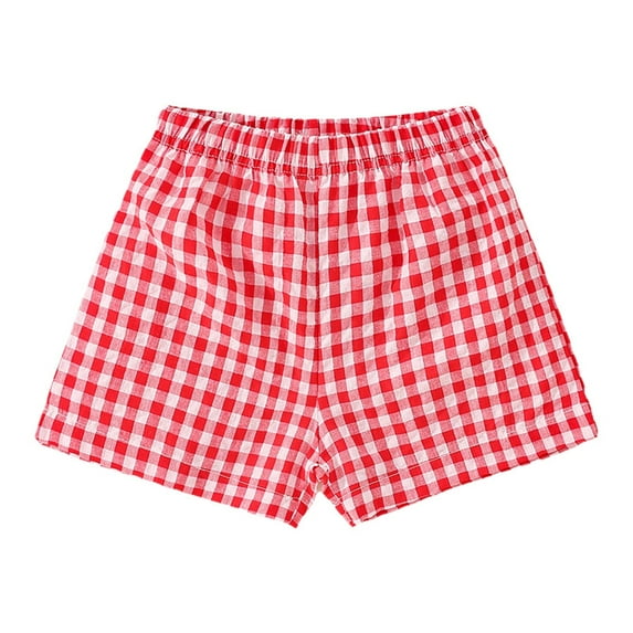 Girls Shorts Kids Baby Girls Summer Casual Plaid Shorts Loose Thin Breathable Beach Shorts Baby Shorts Red 5 Years-6 Years