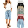 thumbnail image 1 of Girls Shorts Kids Knee Length High Waisted Summer Comfy Basic Drawstring Elastic Waist Solid Short Pants with Pockets Running Shorts for Girls 14-16 Girls Long Shorts Size 14-16, 1 of 9