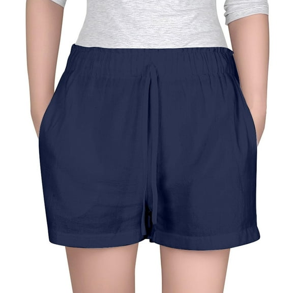 Girls Shorts Kids Teen Girls Summer Solid Linen Shorts Toddler Thin Breathable Elastic Waist Beach Casual Shorts Lounge Shorts Navy 5 Years-6 Years