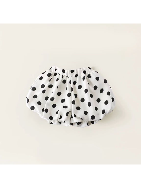 Girls Shorts Polka Dot Print Bloomer Shorts Cute Pumpkin Shorts (White 3-4 Years)