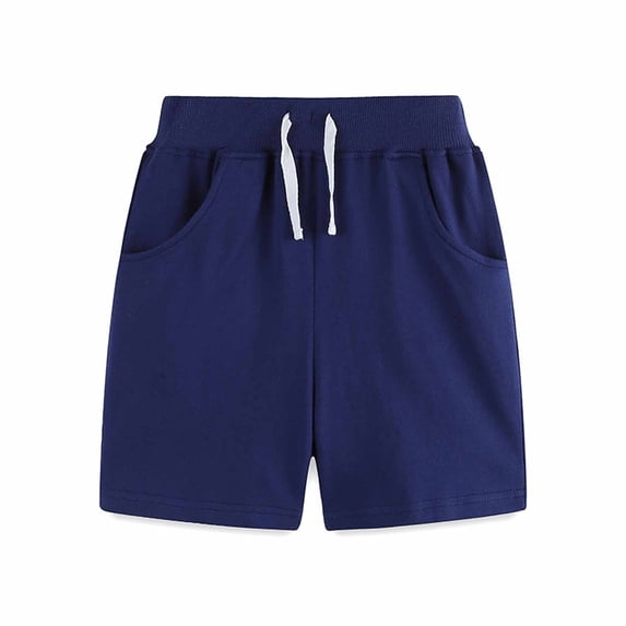 Girls Shorts Pull on Blue Shorts Elastic Girls Uniform Pants 1-2 Years
