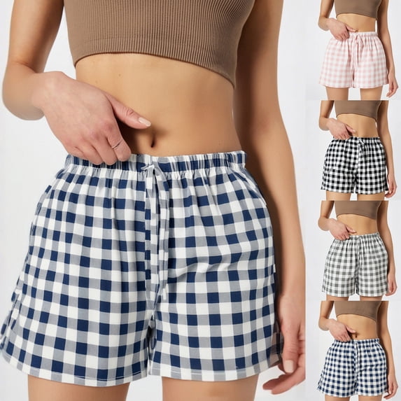 Girls' Shorts Ruffle Elastic Waist Kids Checkered Lightweight Bottoms with Pockets 5-14 Y Summer