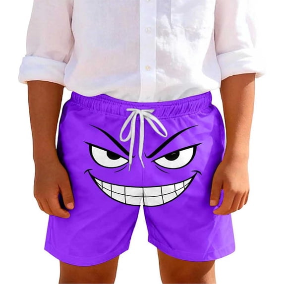 Girls Shorts Size 13-14Y Kids Smirk Face Print Drawstring Swim Shorts