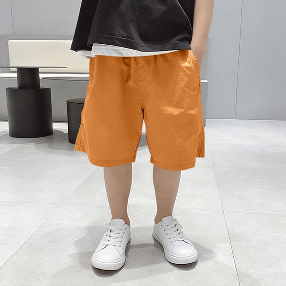 Girls Shorts for Teens Summer Thin Boys' Shorts Loose Children's Outdoor Hiking Long Shorts Orange 14-15Y