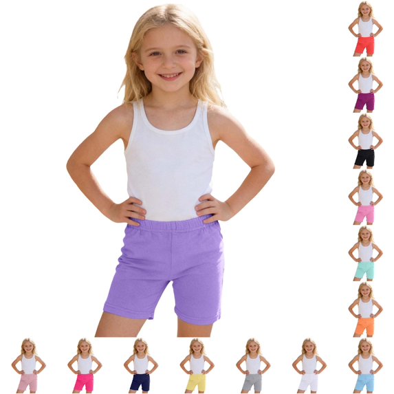 Girls Shorts solid color elastic waist Layering Underwear Dance Leggings Soft Breathable Playwear Kids