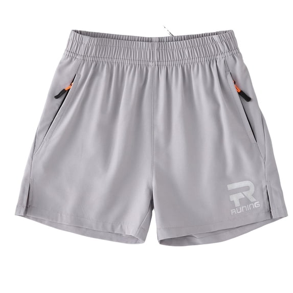 Girls Shorts with Multi Zipper Pockets Quick Dry Cooling Sweatshorts Elastic Waist Athletic Sports Casual Pant (8Y, Gray)