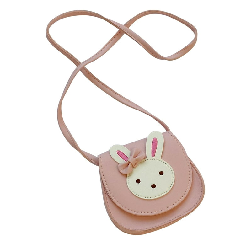 Girls Shoulder Bag Crossbody Bag Cute Bunny Rabbit PU Leather Handbag Cartoon Animal Mini Bag for Preschool Kids Toddlers Baby Girls Pink