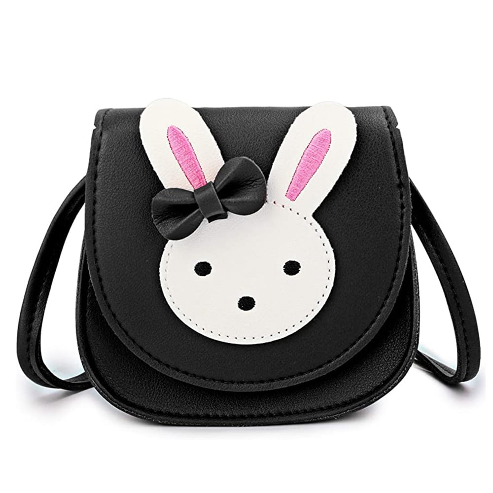 Little Girls Handbags Rabbit Mini- Shoulder Bag with Mini Flap Bag Wallet  Bag Crossbody Bag for Girls Kids Toddler Age 2-5 Years Old-Black 