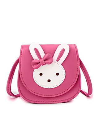 Laidan Little Girls Handbag Rabbit Shoulder Bag Coin Purse Kids Flower Shoulder Bag Mini Flip Bag Kids Shoulder Bags for Girls Kids Toddler Age 2-5