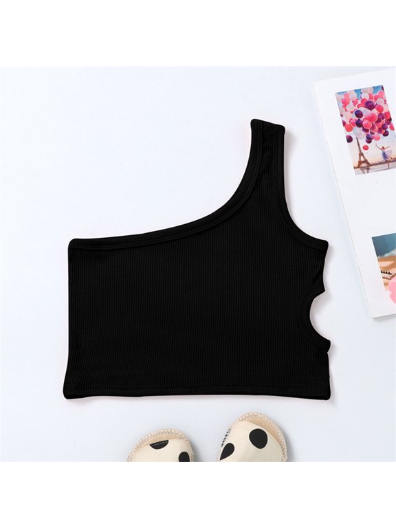 Girls Shoulder Racerback Dance Tank Top Sleeveless Crop Top For Ballet Gymnastics Performance Wear Short Sleeve Shirt for Girls Tees Kids Tshirts Clothes Summer Tops T-Shirt
