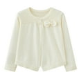 thumbnail image 1 of Girls Shrug Cardigan Size 4 Fall Long Sleeve Bow Open Front Knitted Boleros Shawl Relaxed Lightweight Shrugs for Dresses, White, 2 Years, 1 of 7