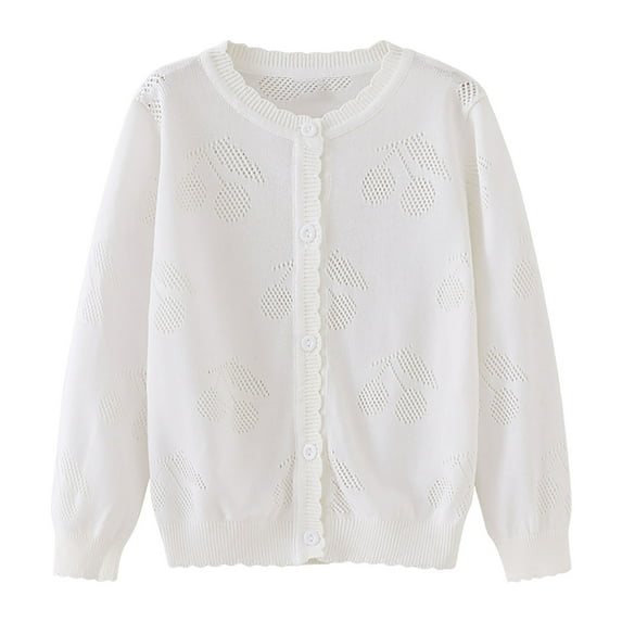 Girls Shrugs Sweater Toddler Baby Girls Long Sleeve Cardigan Childrens Kids Shrugs Crop Knitted Shrugs Sweaters for Dress White 3T