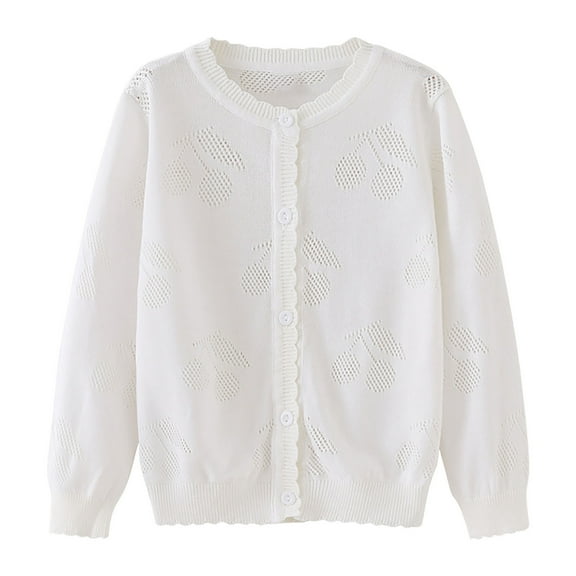 Girls Shrugs Sweater Toddler Baby Girls Long Sleeve Cardigan Childrens Kids Shrugs Crop Knitted Shrugs Sweaters for Dress White 4T