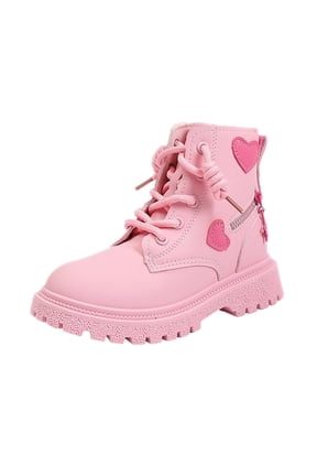 Girls Side Zipper Short Ankle Boots, Soft Flexible Non Slip Sole Casual Slip On Boots for Fall Winter Daily Outdoor & School Wear Pink 11 Little Kids