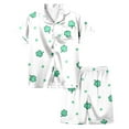 thumbnail image 1 of Girls Silk Pajama Set Print Fashion Short Sleeve Loungewear Clothes Set St. Patrick's Day Pjs Home Clothes Sleepwear for Kids and Girls 12-13 Years, 1 of 4