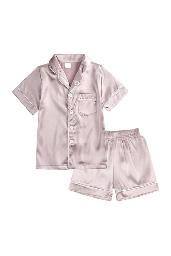 Girls Silk Pajamas Set Classic Light Pink Pajama Set Girls Button Down Pajamas Set Pajamas Sleepwear Outfits Girls Silky Pajamas Size 12-13 Years