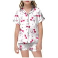 thumbnail image 1 of Girls Silk Pajamas Valentines Day Pajama Short Sleeve Heart Button Down Sleepwear Kids Pjs Boys 8-9 Years, 1 of 4