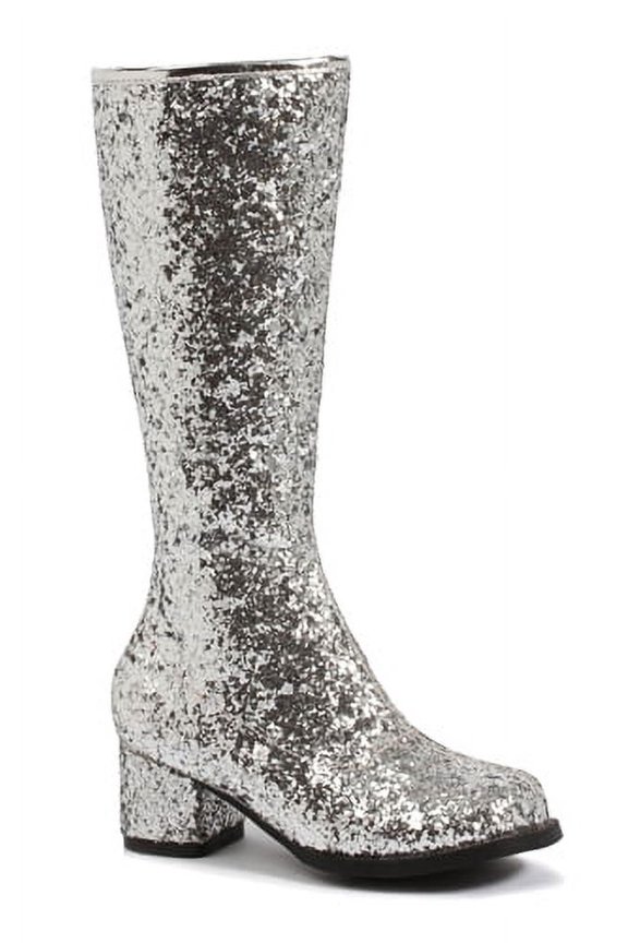 Girls Silver Glitter Go-Go Boots